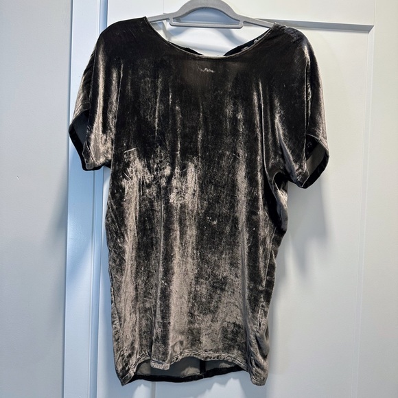 Madewell Gray Velvet Tie Neck Tunic/Dress - Picture 6 of 15